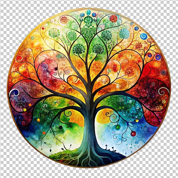 PSD psd de uma árvore da vida colorida em fundo transparente