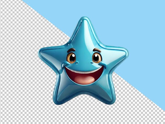 PSD psd de uma estrela sorridente 3d em fundo transparente