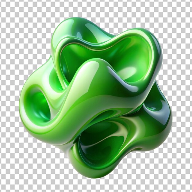 PSD psd de uma forma abstrata verde 3d de um fluido líquido em fundo transparente