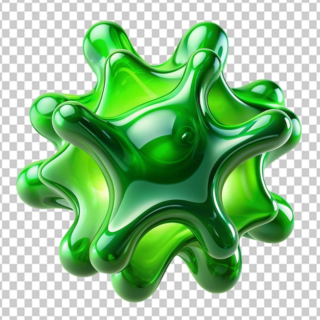 PSD psd de uma forma abstrata verde 3d de um fluido líquido em fundo transparente