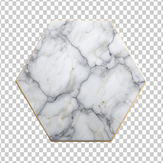 PSD psd de uma forma geométrica hexagonal de mármore estético em fundo transparente