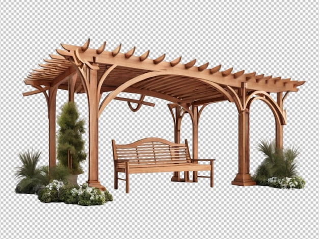 PSD psd de uma pérgola de madeira em fundo transparente