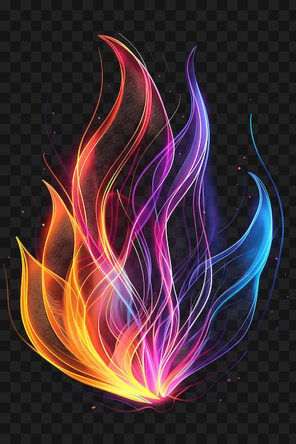 Psd de Vibrant Neon Flames com uma textura de fogo Flickering Neon Eff Neon Frame Art Design Template