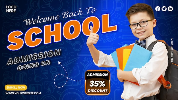 PSD De volta à escola modelo de banner web de mídia social