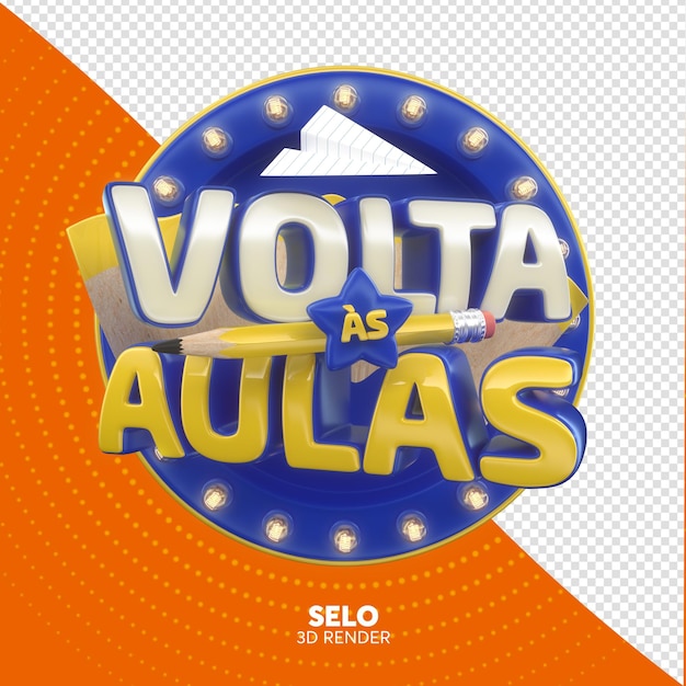 PSD psd de volta à renderização de etiqueta 3d da escola