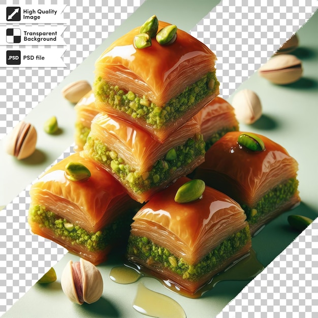 PSD psd deliciosa baklava dulce sobre un fondo transparente