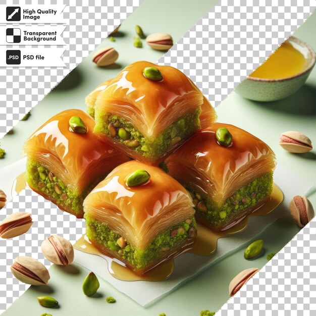 PSD psd deliciosa baklava dulce sobre un fondo transparente