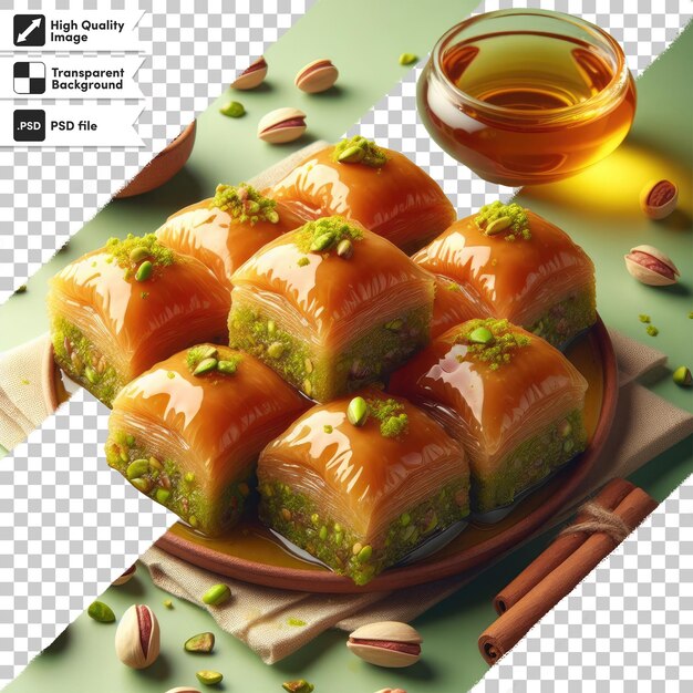 PSD psd deliciosa baklava dulce sobre un fondo transparente