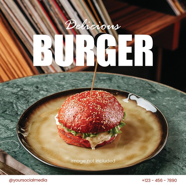 PSD psd delicious burger modello di post per instagram