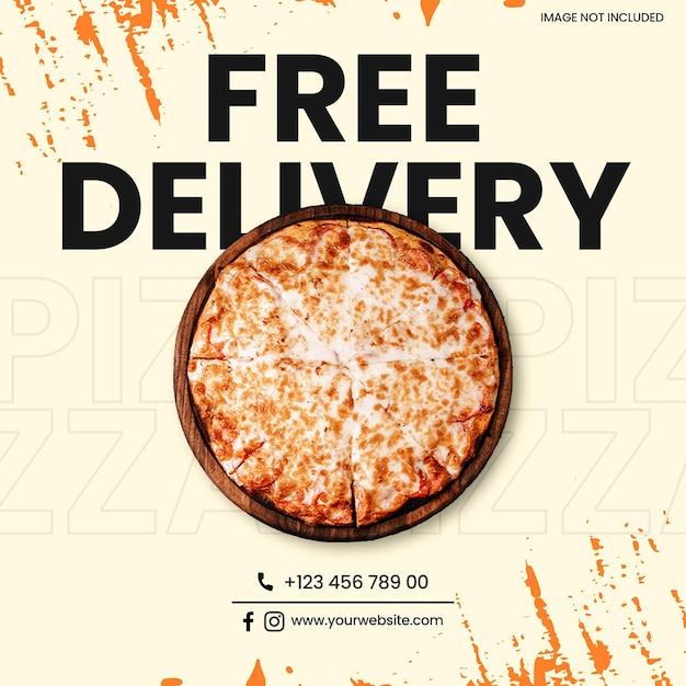 PSD psd delicious pizza free delivery design para mídias sociais e modelo de postagem do instagram