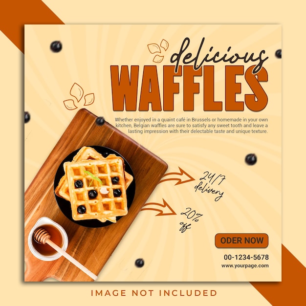 PSD delizioso Waffle banner social media modello di post Instagram