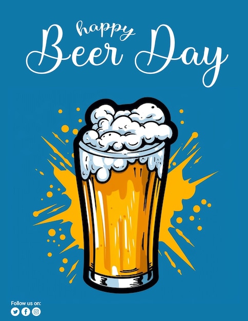 PSD dell'International Beer Day Brews and Cheers per il post sui social media di un bar-caffetteria