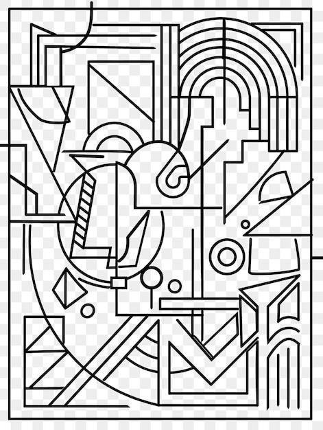 PSD psd der kubistischen rahmenkunst mit fragmentierten formen und abstrakten formen d cnc-rahmen-tattoo-kunstkonzept