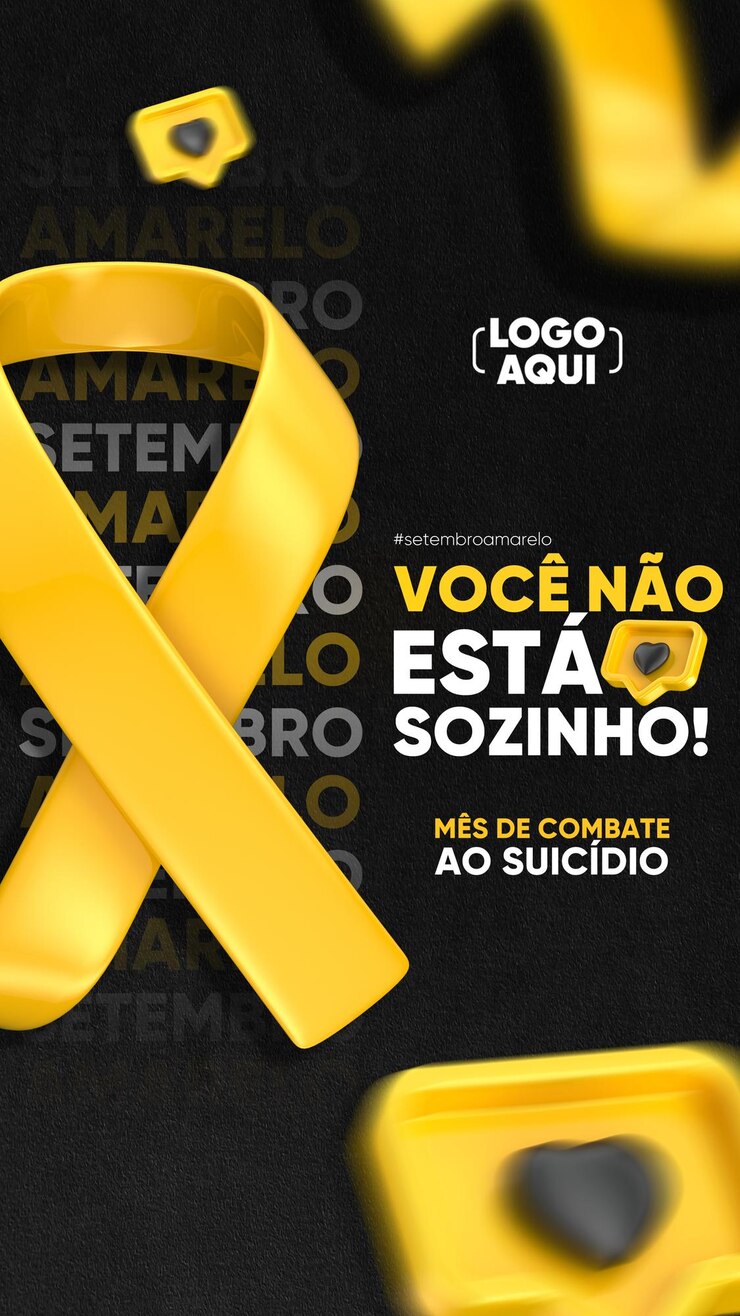 PSD psd design de modelo de história de mídia social da campanha de setembro amarelo em português