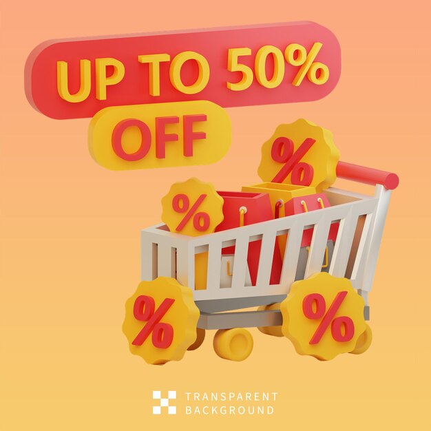 PSD desligado até 50 Ilustração 3D