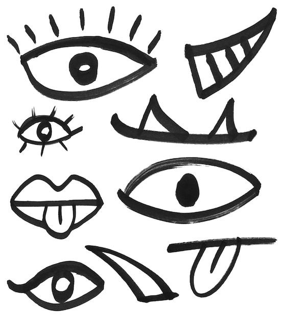 PSD psd dessin à la main des yeux des formes des éléments