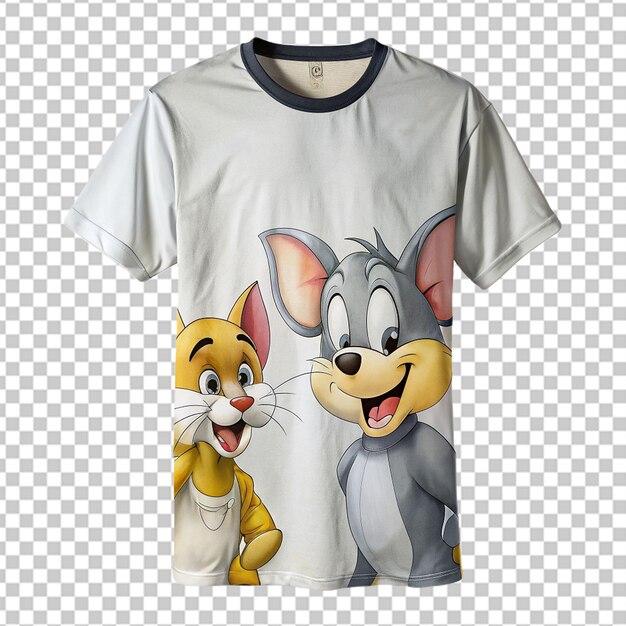 PSD psd d'un dessin de t-shirt avec un mignon tom et jerry sur un fond transparent