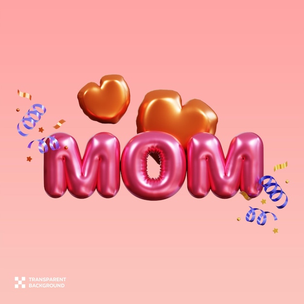 PSD dia das mães amor 3D Ilustração