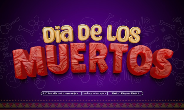 PSD Dia de los muertos bearbeitbare Texteffekt