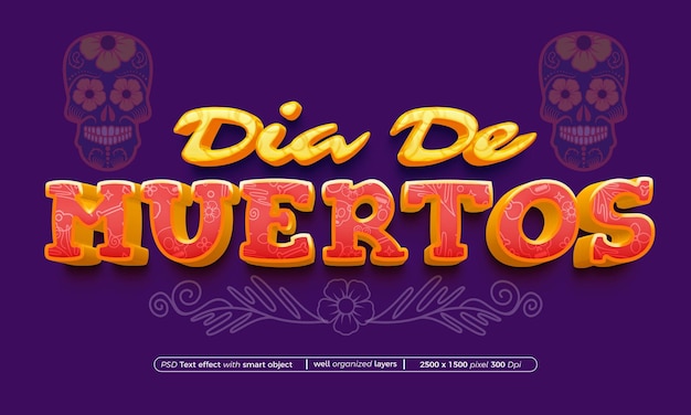 PSD Dia de muertos bearbeitbare 3D-Text-Effekt