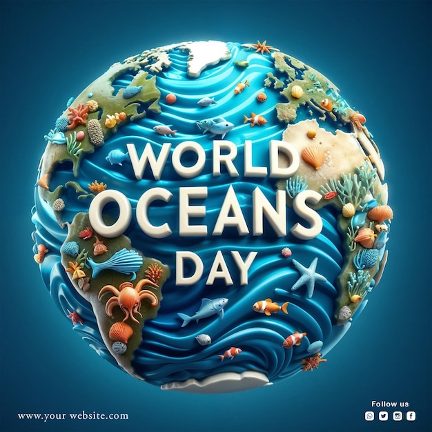 PSD psd día mundial de los océanos diseño de publicaciones en las redes sociales