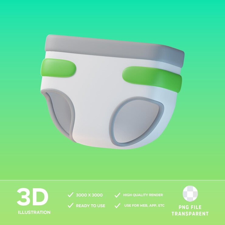 PSD psd diaper 3d illustration