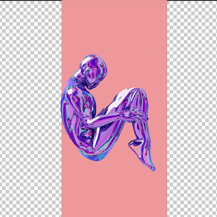 PSD un dibujo de una mujer con un cuerpo púrpura y la palabra alienígena con fondo transparente
