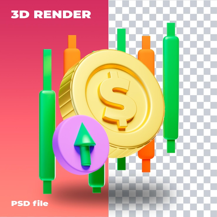PSD psd dinero crecimiento comercio ilustración 3d renderizado 3d icono