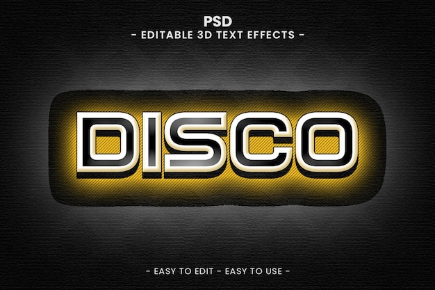 PSD Disco estilo de efecto de texto premium realista 3d con fondo de texturas