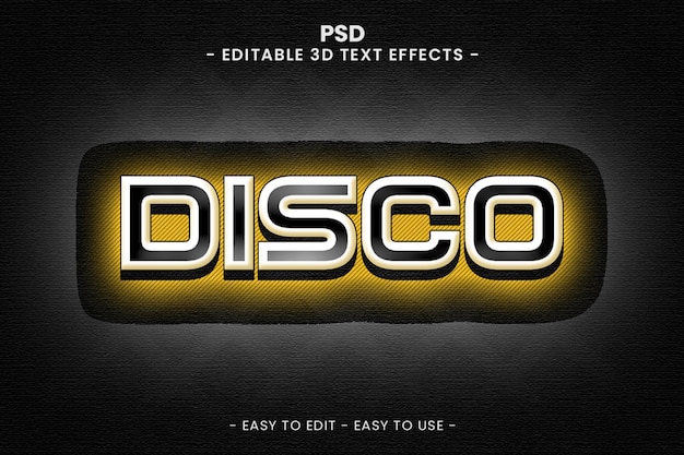 PSD psd disco estilo de efecto de texto premium realista 3d con fondo de texturas