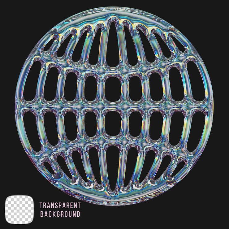 PSD psd dispersão de vidro y2k globo render 3d em fundo transparente