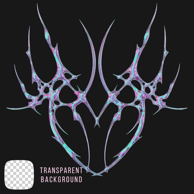 PSD-Dispersion-Glas-Tribal-Tattoo abstrakte Form 3D-Rendering auf durchsichtigem Hintergrund