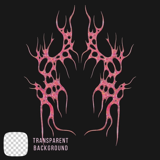 PSD-Dispersion-Glas-Tribal-Tattoo abstrakte Form 3D-Rendering auf durchsichtigem Hintergrund