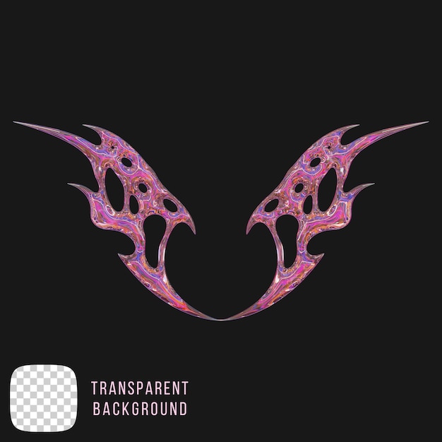 PSD-Dispersion-Glas-Tribal-Tattoo abstrakte Form 3D-Rendering auf durchsichtigem Hintergrund
