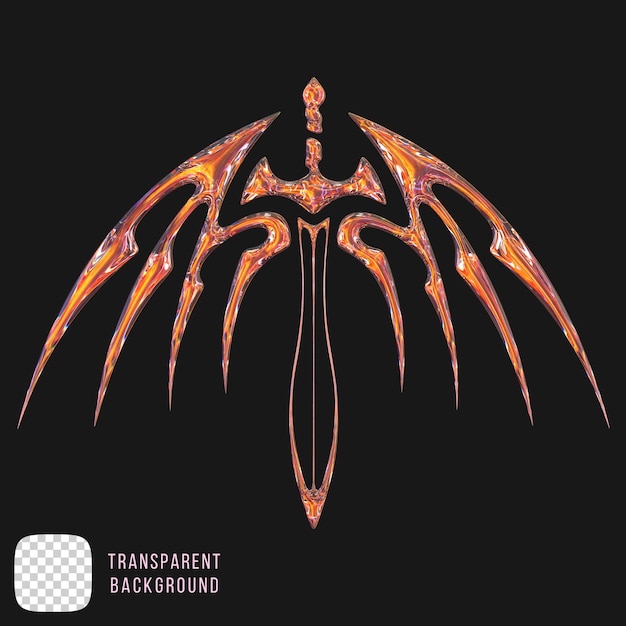Psd Dispersion Glass sword with wings icon 3D rendering isolated