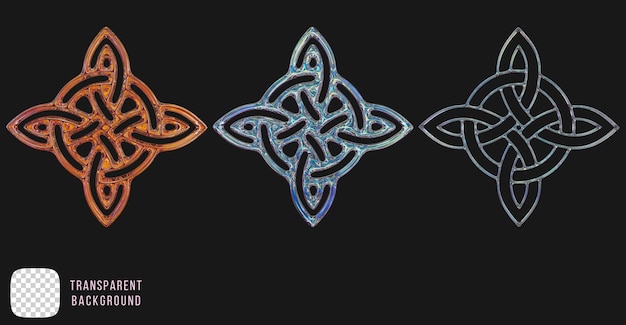 Psd dispersion glass y2k abstract Celtic symbol 3d rendering