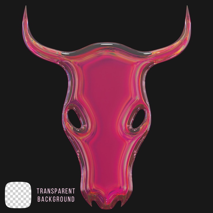 PSD psd dispersione di vetro icona testa di toro rendering 3d isolato