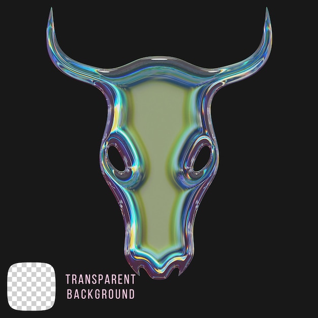 Psd-Dispersionsglas Kuhkopf y2k abstrakte Form 3D-Rendering auf durchsichtigem Hintergrund