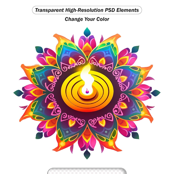 PSD psd diwali celebración del festival de las luces símbolos con velas transparentes