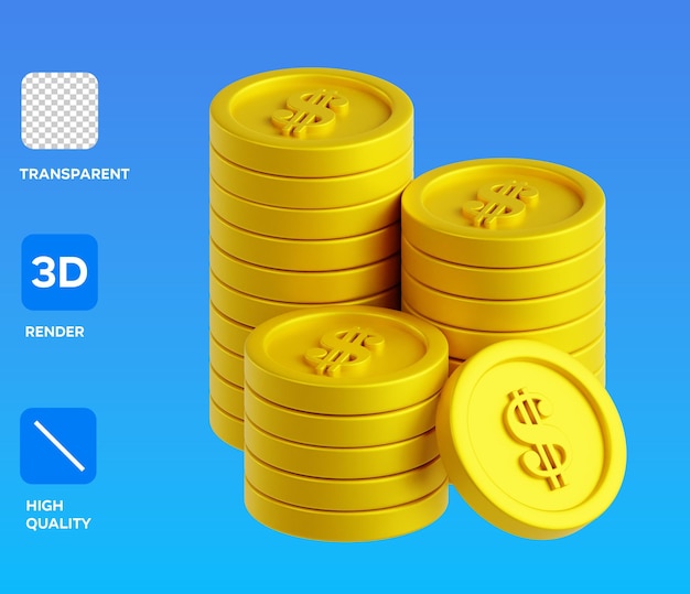 PSD Dollar Coins 3D Icon
