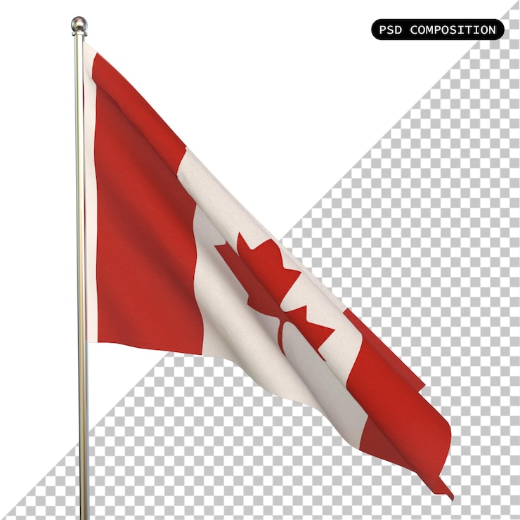 PSD psd drapeau du pays du canada isolé illustration de rendu 3d