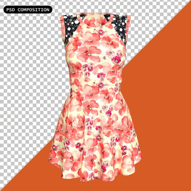 PSD psd dress girl for summer fashion isolado 3d ilustração de renderização