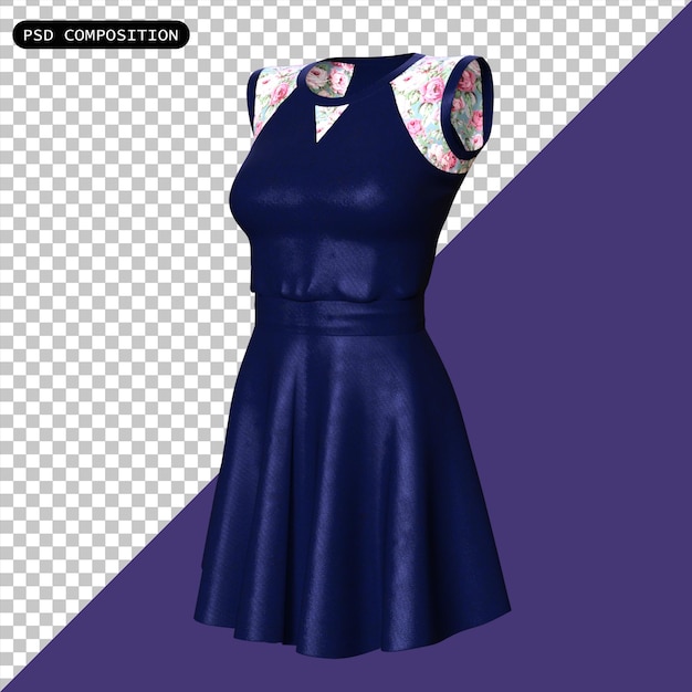 PSD Dress Girl per l'estate Moda isolata 3D Render illustrazione