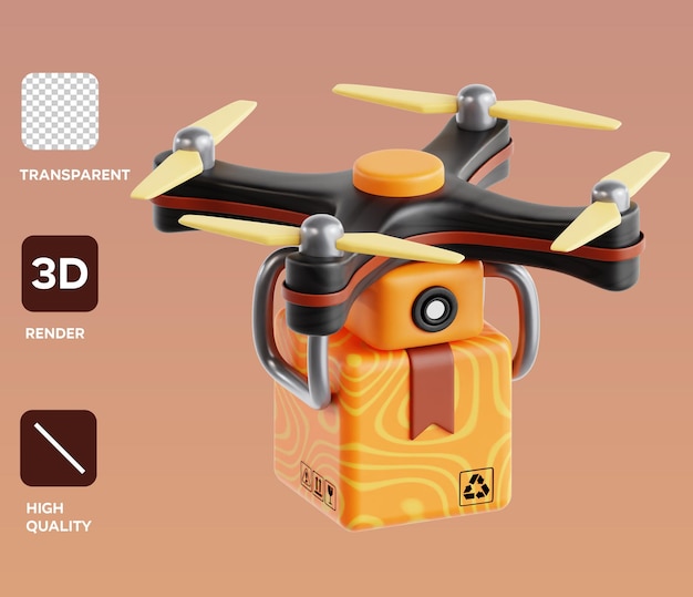 PSD Drone Package 3D Illustration