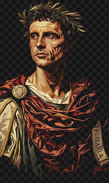 PSD psd du sénateur romain portrait d'un homme portant une toga et une couronne de laurier t-shirt design collage art ink