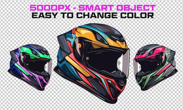 PSD psd du style multiple de l'icône du casque de moto fullface