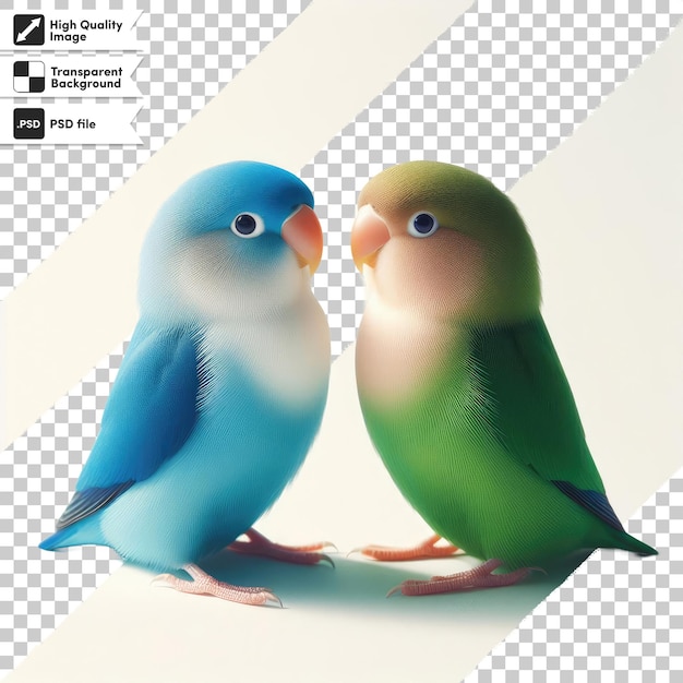PSD psd duas fotos de amor de papagaio colorido em fundo transparente com camada de máscara editável
