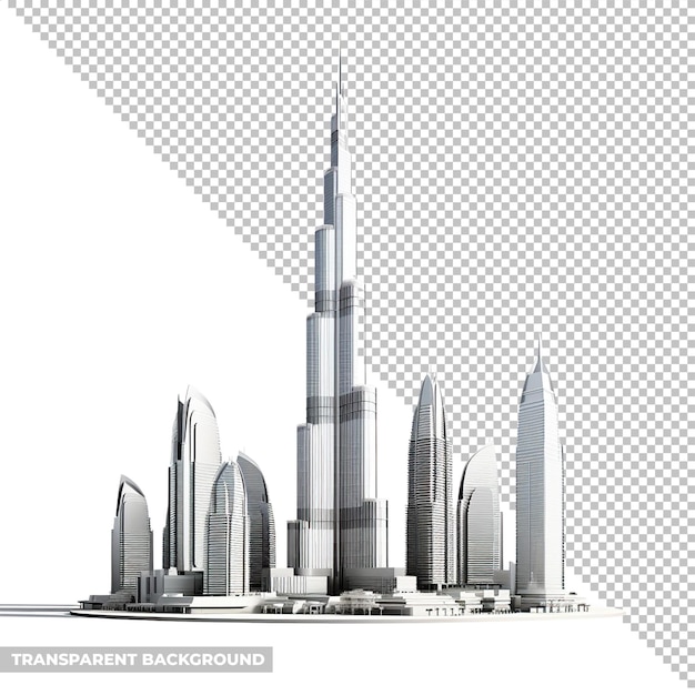 PSD psd dubai skyline isoliert ohne hintergrund