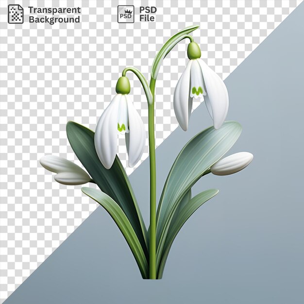 PSD psd durchsichtiger hintergrund schneeflockenblume isoliert auf blauem hintergrund