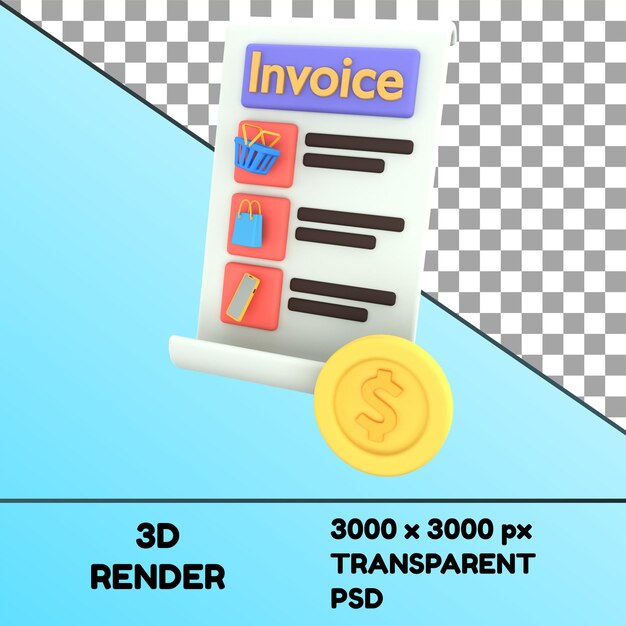 PSD psd e commerce facture 3d icon